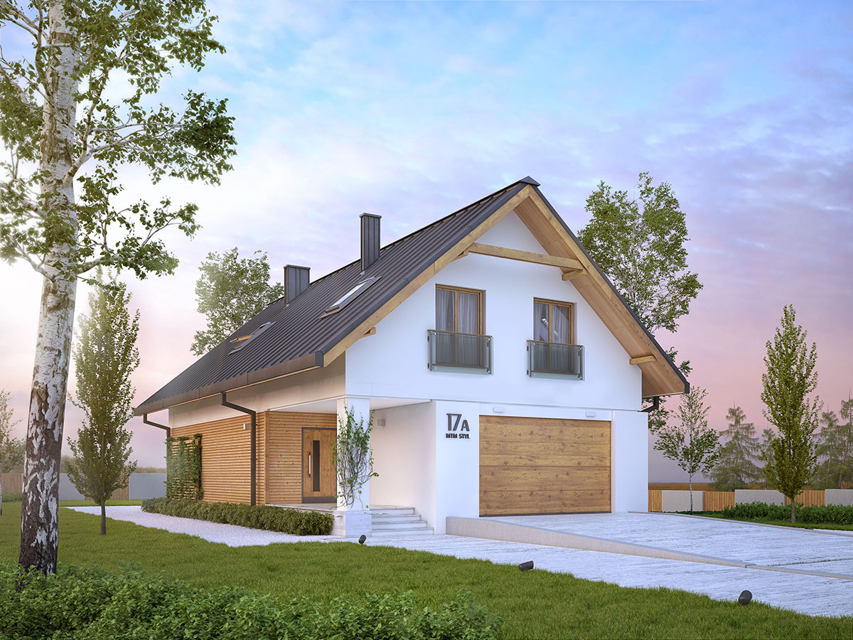 Dom z na wąską działkę z poddaszem