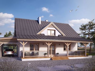 Dom z garażem i poddaszem